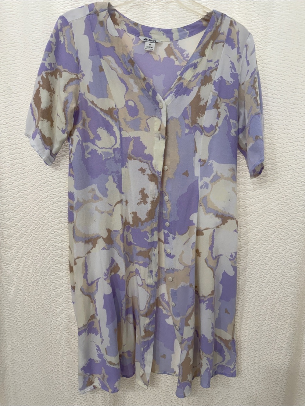 Monks Lavender Abstract Print Button-Front Dress